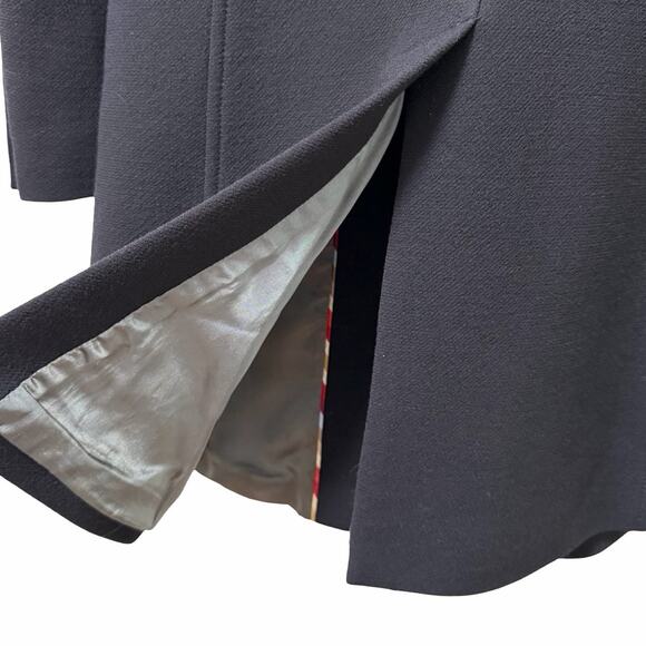 J Crew Womens Wool Blend Button Long Coat Size 4 Black Heavy Winter Peacoat - Picture 7 of 11